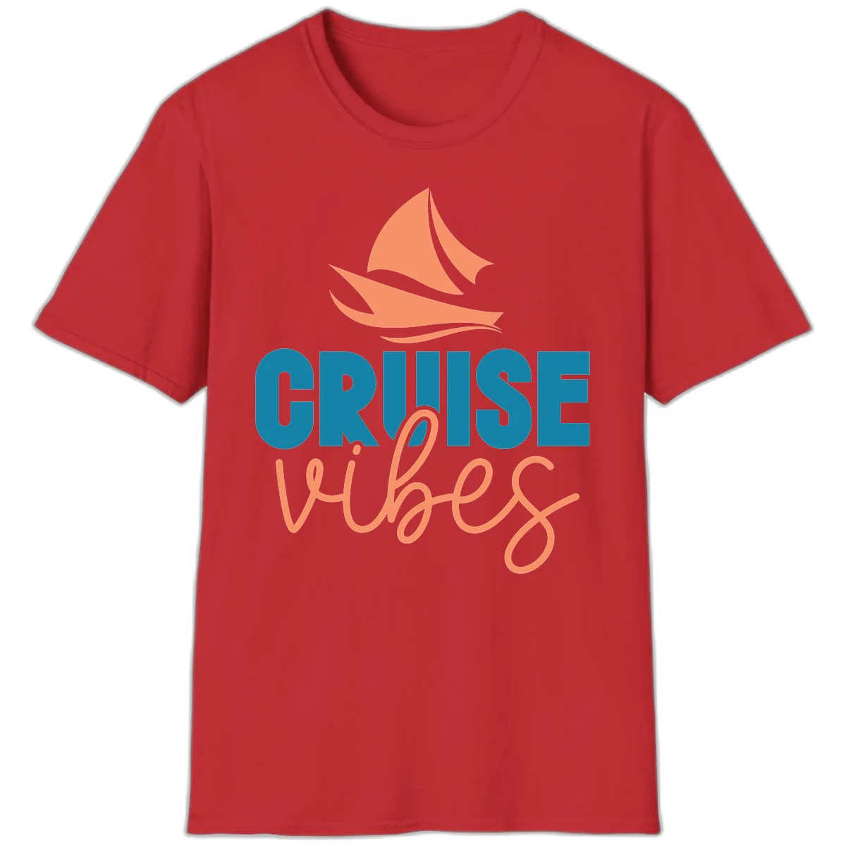 Cruise Vibes Sailing Design T-Shirt in Red
