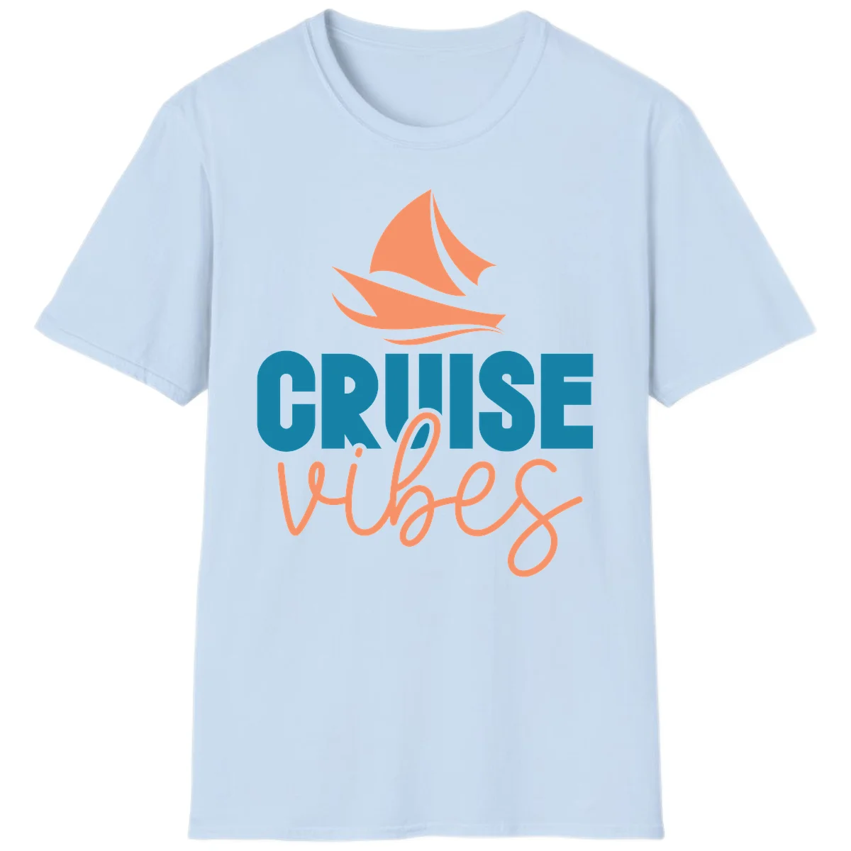 Cruise Vibes Sailing Design T-Shirt in Light Blue
