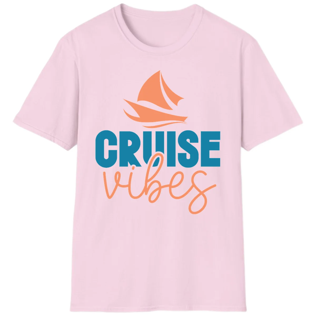 Cruise Vibes Sailing Design T-Shirt in Light Pink