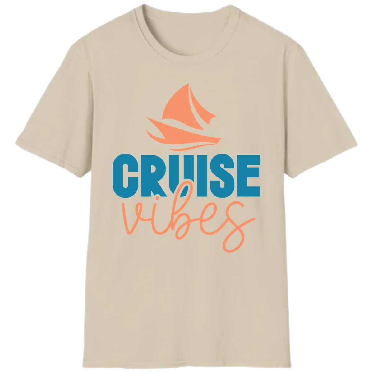 Cruise Vibes Sailing Design T-Shirt in Sand