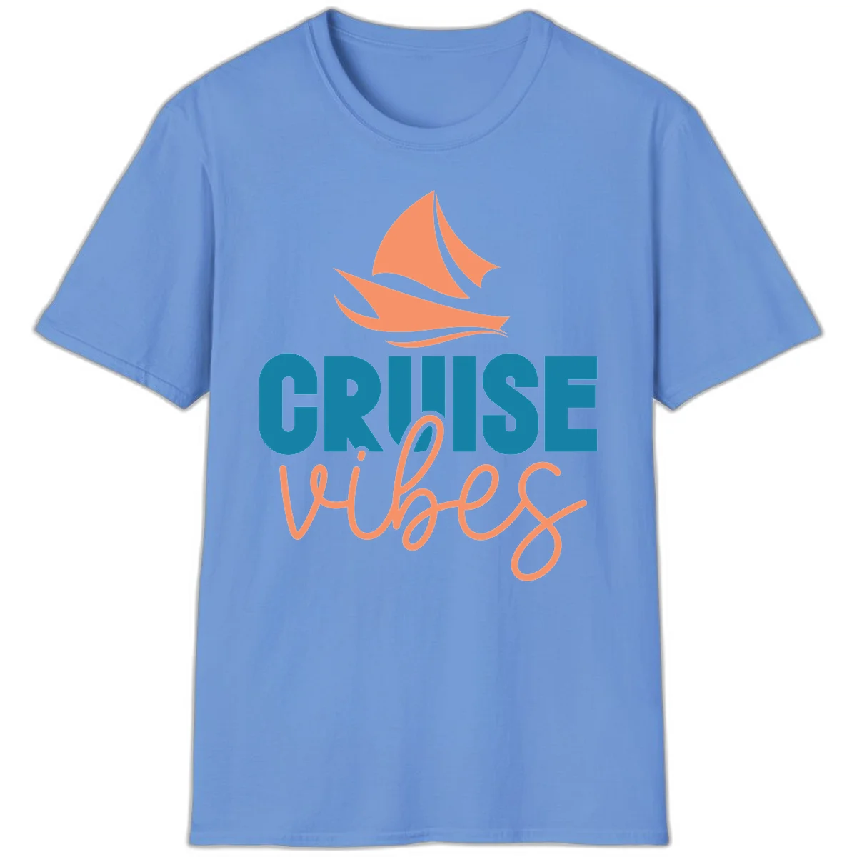 Cruise Vibes Sailing Design T-Shirt in Carolina Blue