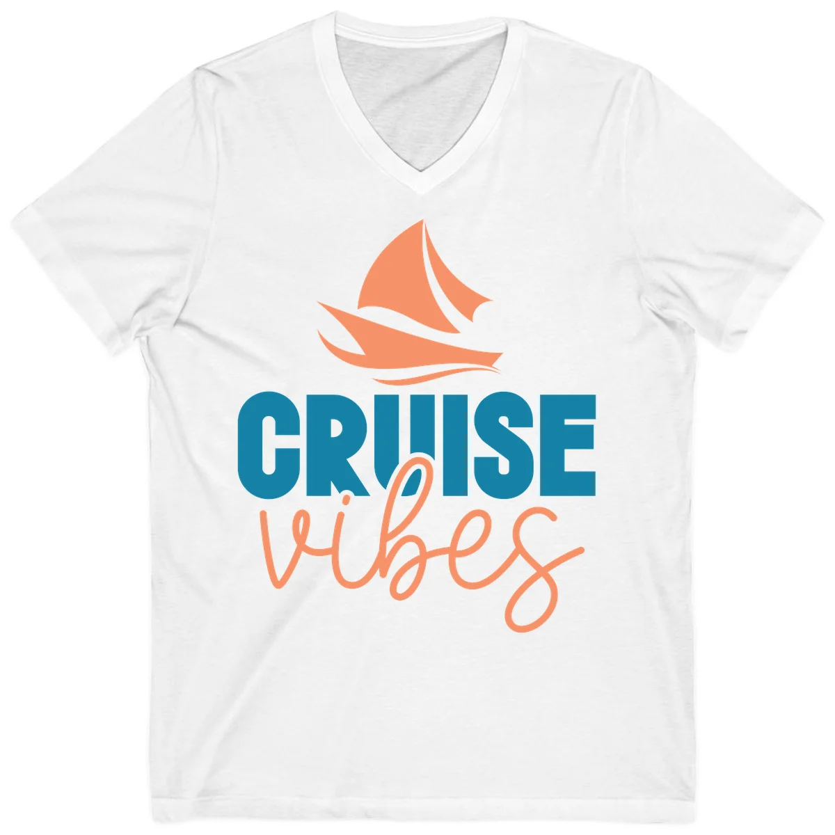 Cruise Vibes Sailing Design V-Neck in White