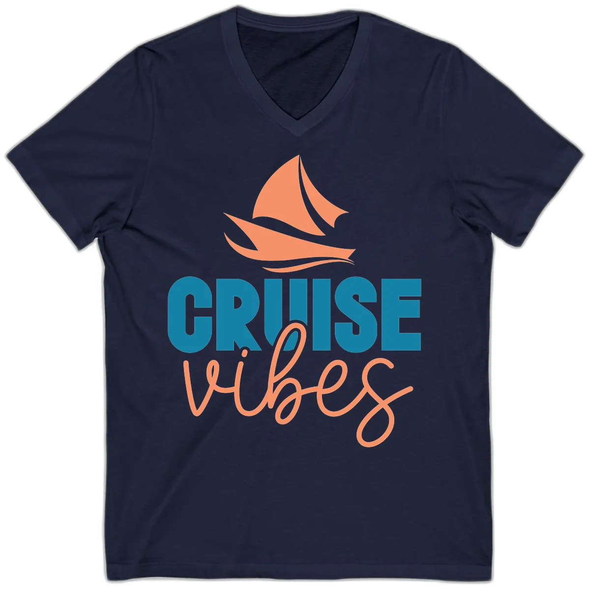 Cruise Vibes Sailing Design V-Neck in Navy