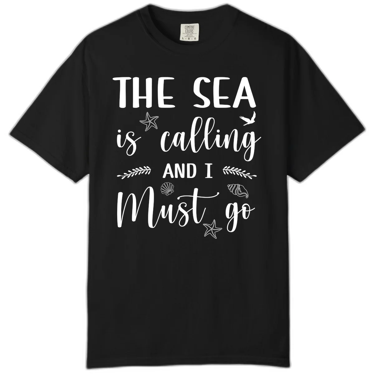The Sea Is Calling Comfort Color Tee in Black