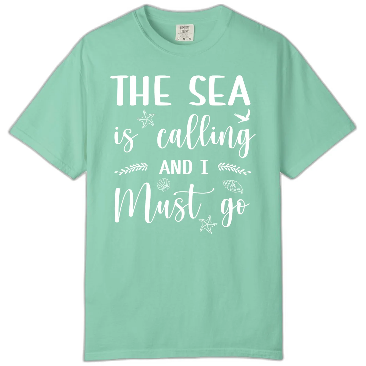 The Sea Is Calling Comfort Color Tee in Island Reef