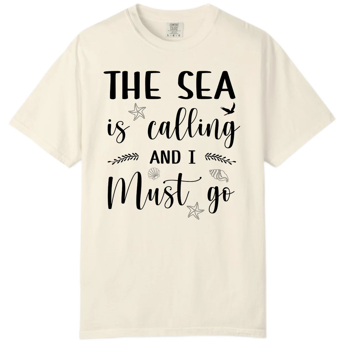 The Sea Is Calling Comfort Color Tee in Ivory