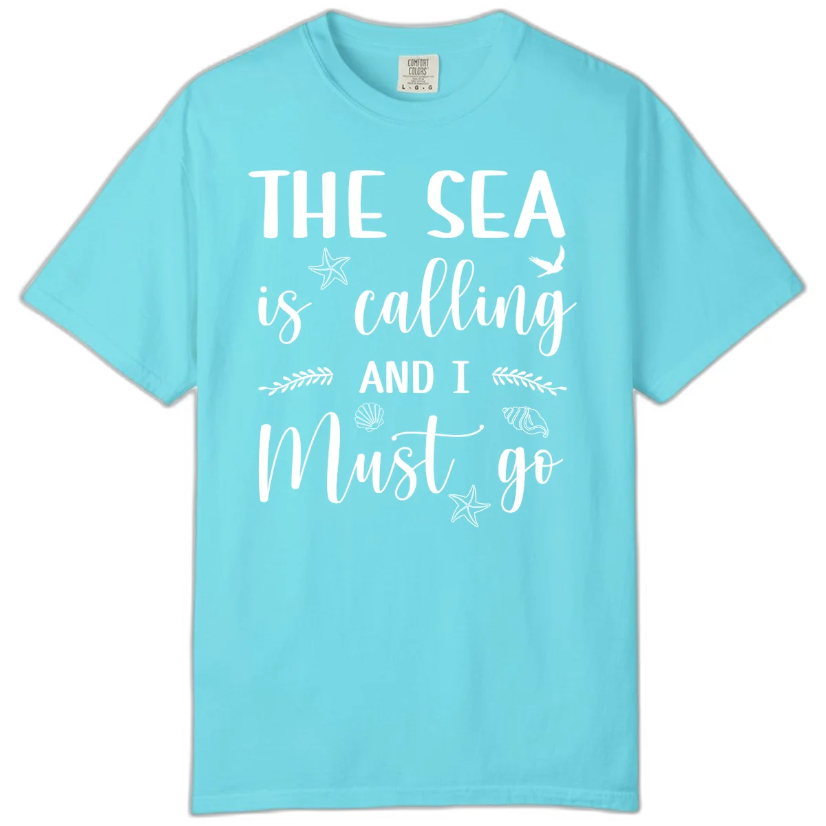 The Sea Is Calling Comfort Color Tee in Lagoon Blue