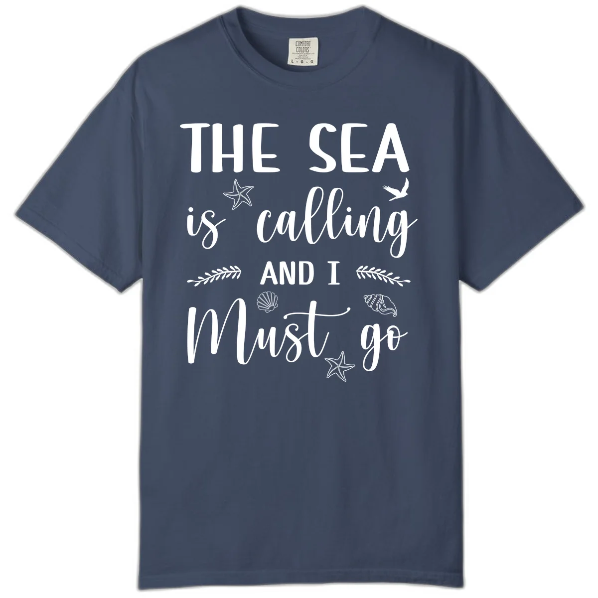 The Sea Is Calling Comfort Color Tee in Midnight