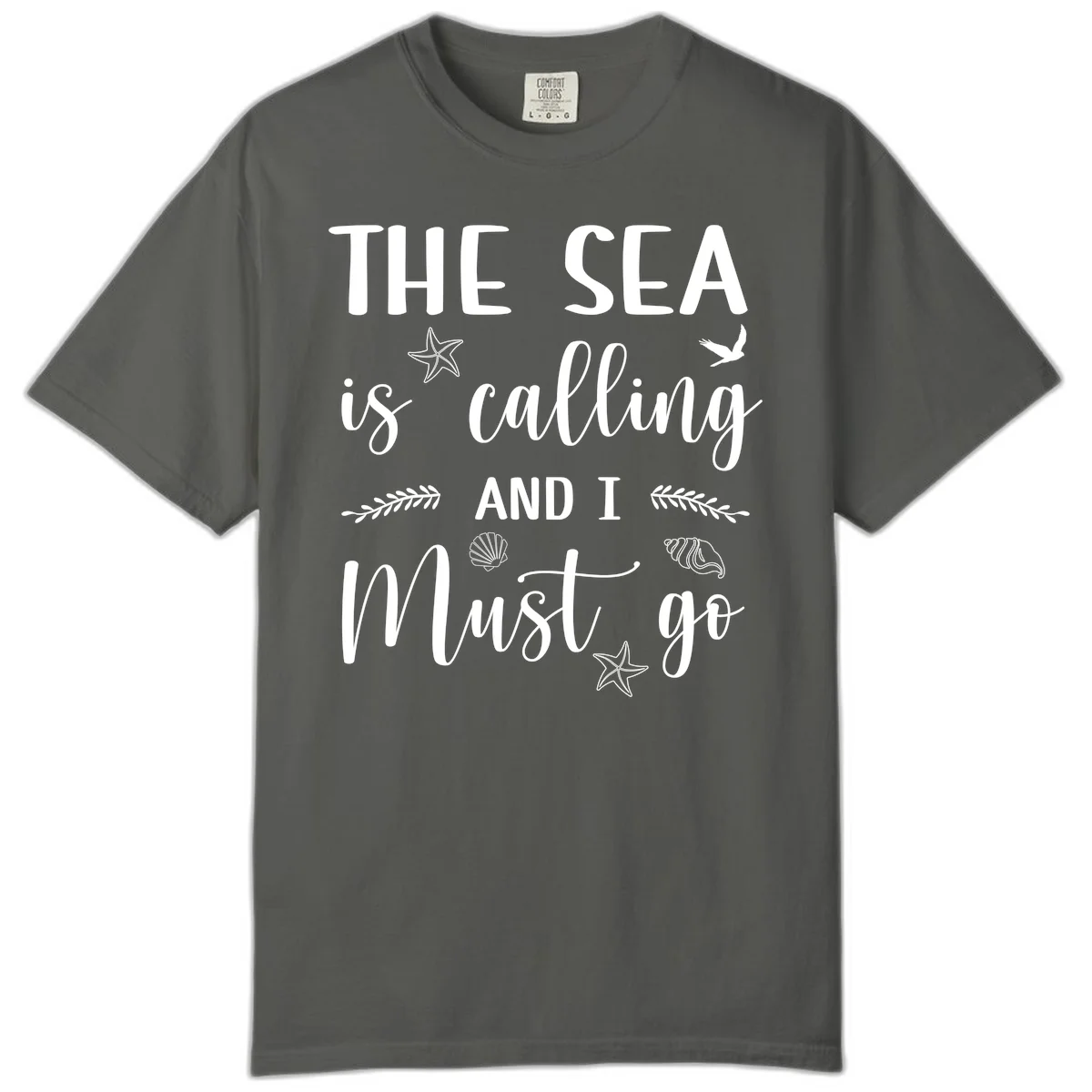 The Sea Is Calling Comfort Color Tee in Pepper