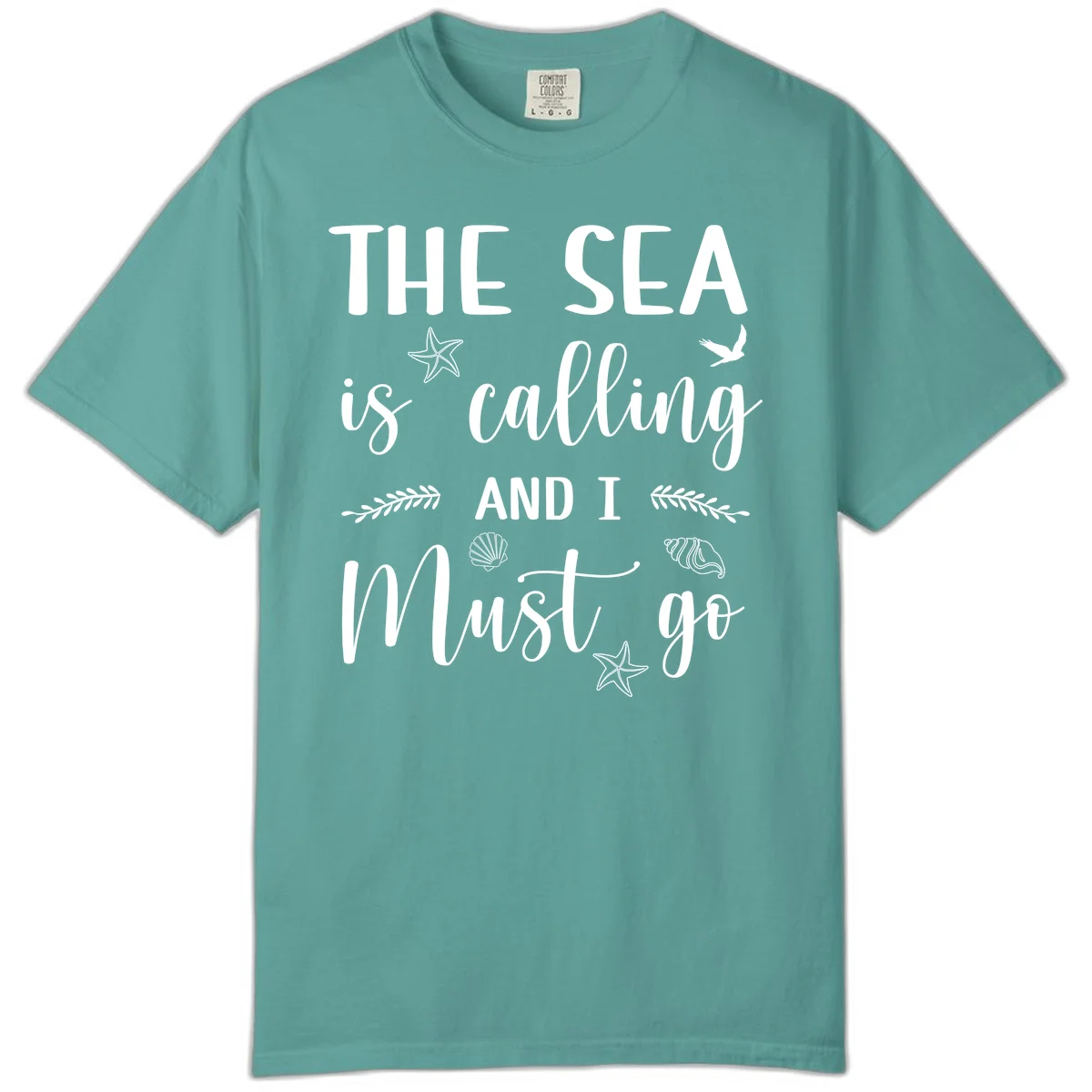 The Sea Is Calling Comfort Color Tee in Seafoam