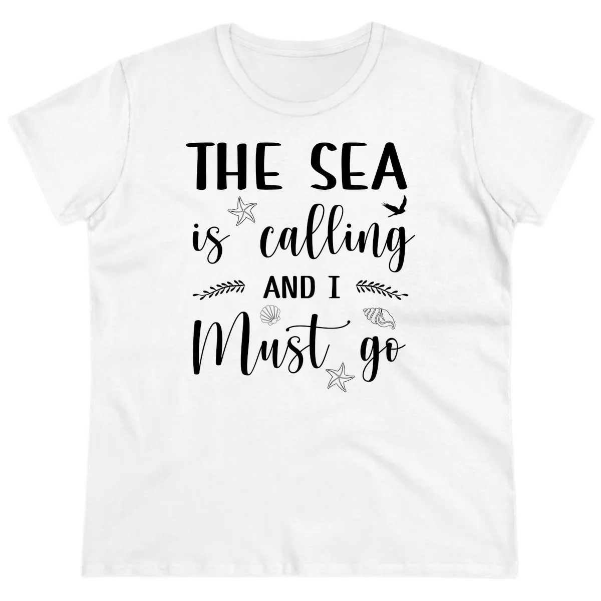 The Sea Is Calling Ladies Tee in White