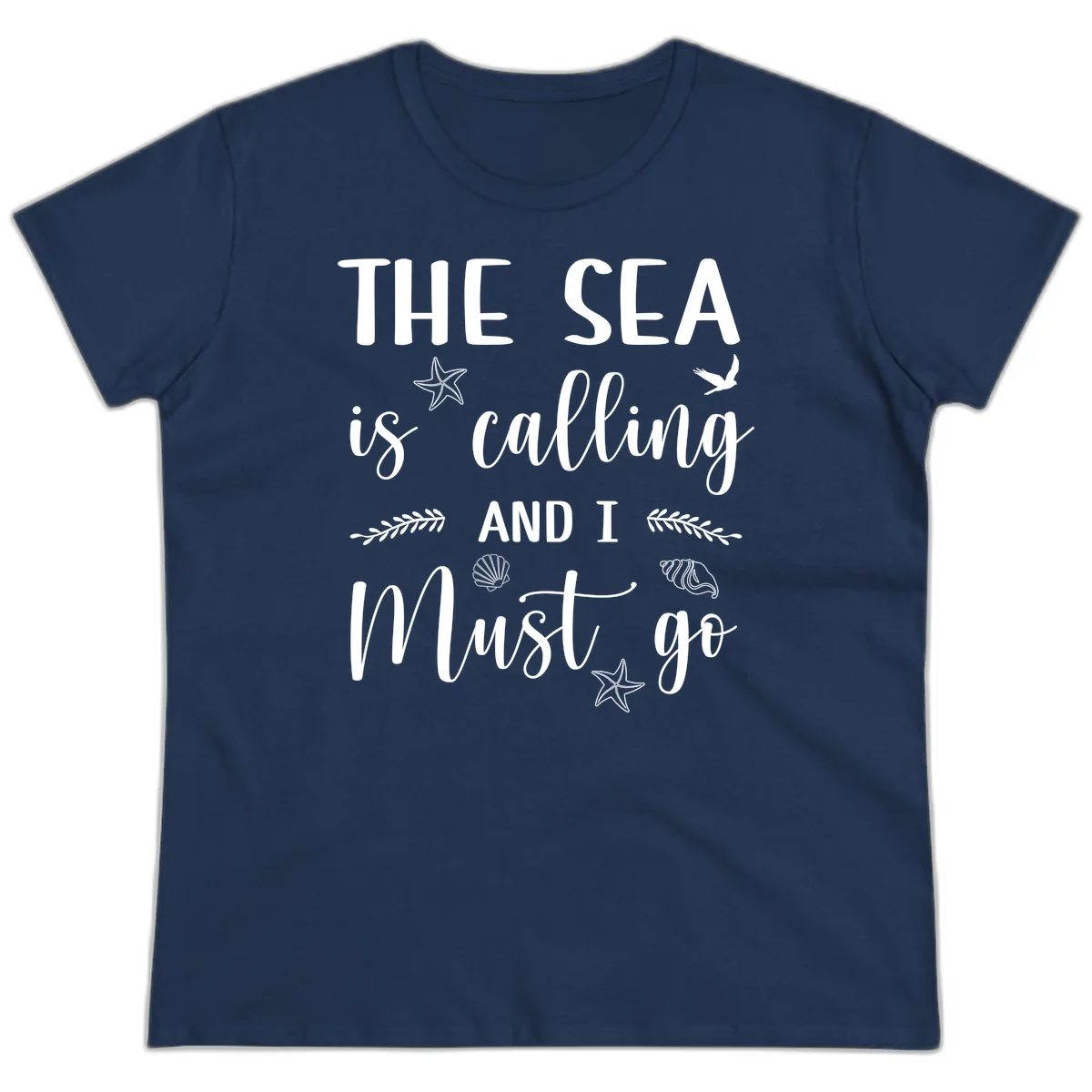 The Sea Is Calling Ladies Tee in Navy