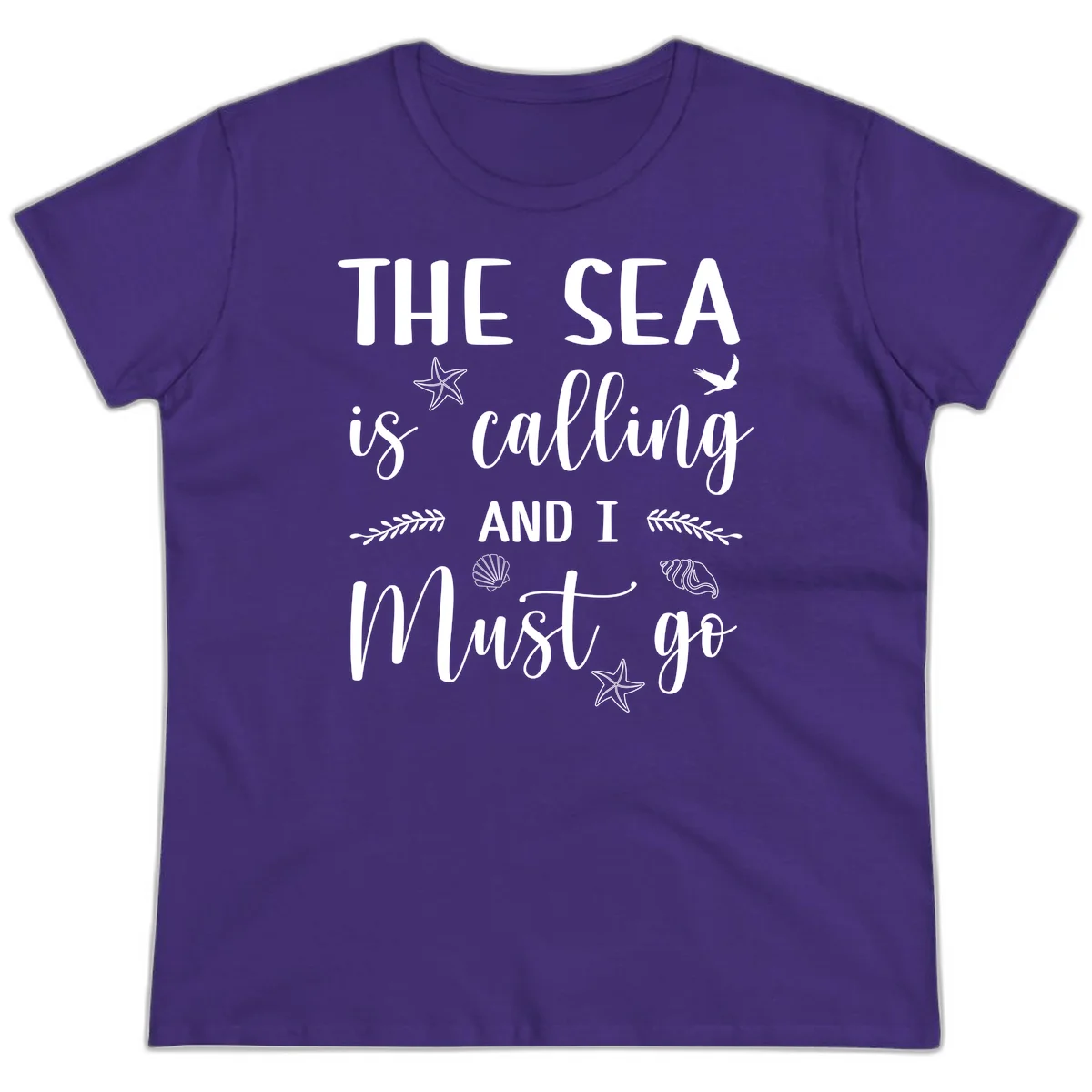 The Sea Is Calling Ladies Tee in Purple