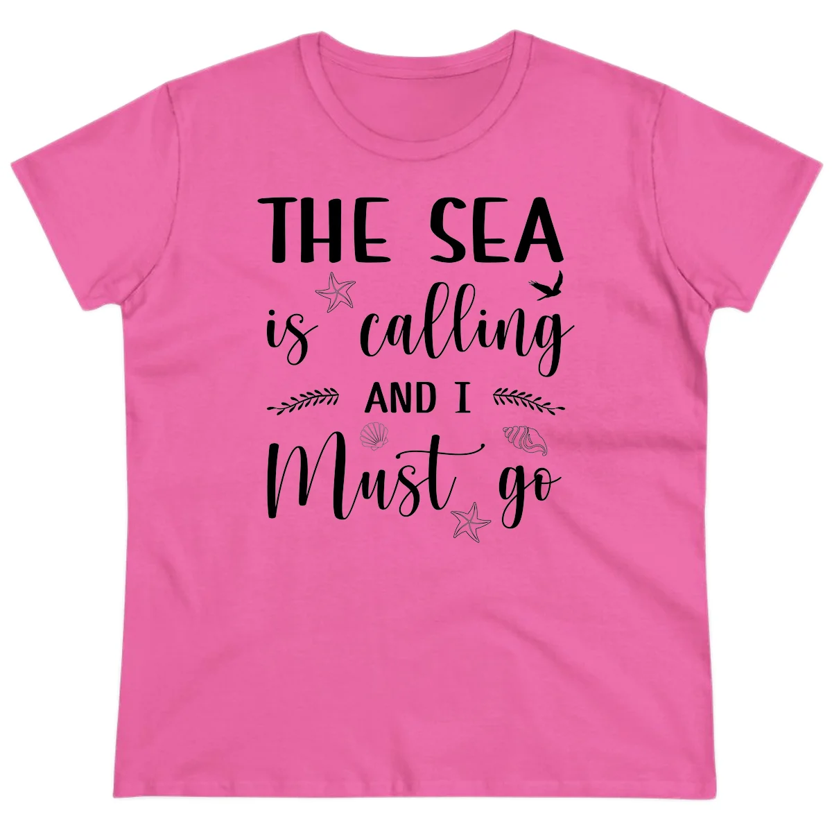 The Sea Is Calling Ladies Tee in Azalea