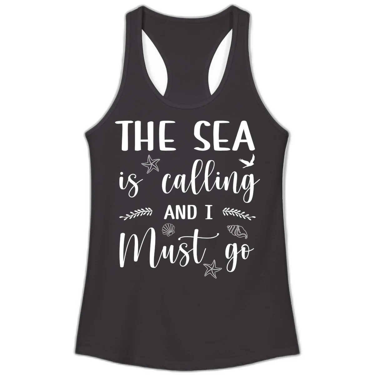 The Sea Is Calling Ladies Tank in Black