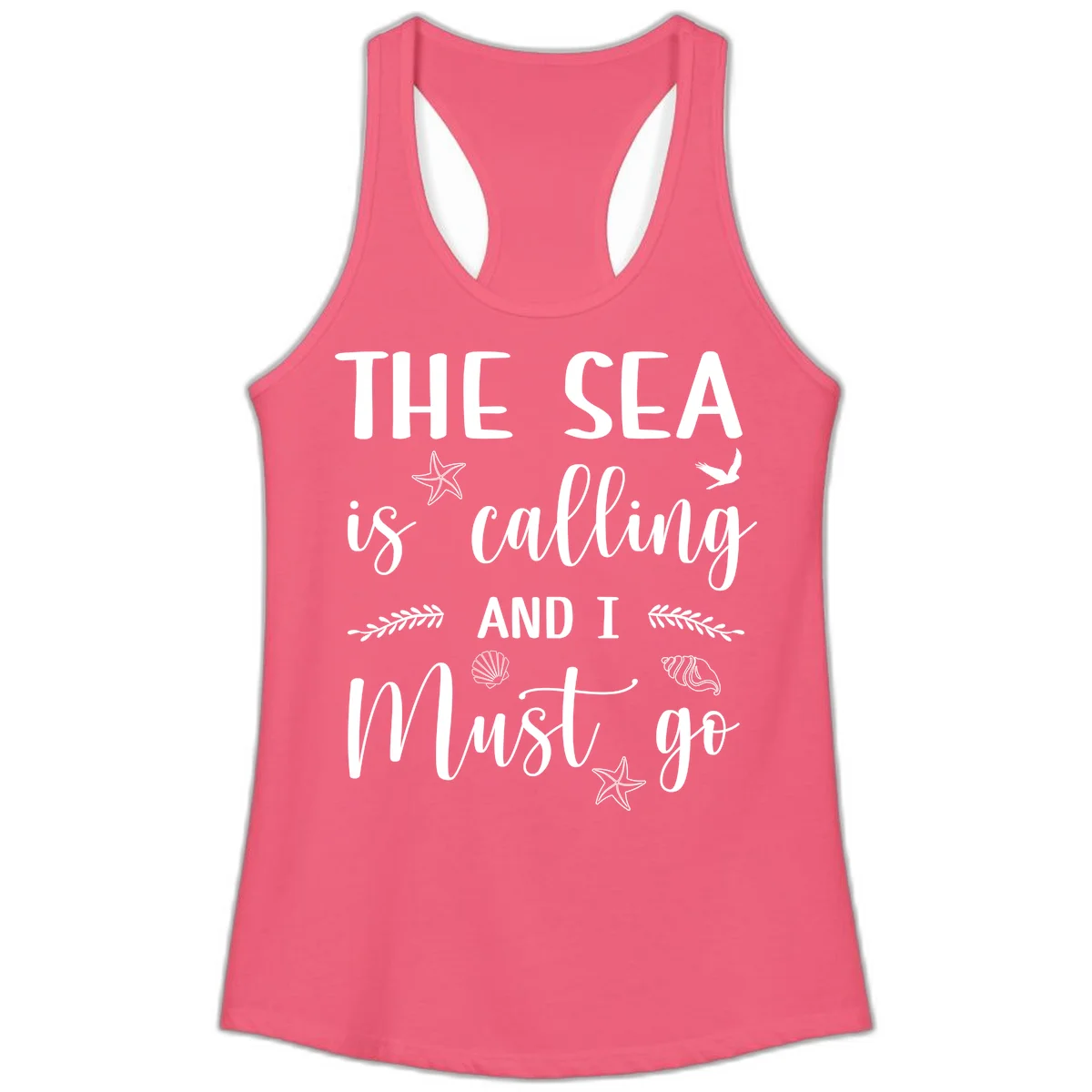 The Sea Is Calling Ladies Tank in Hot Pink