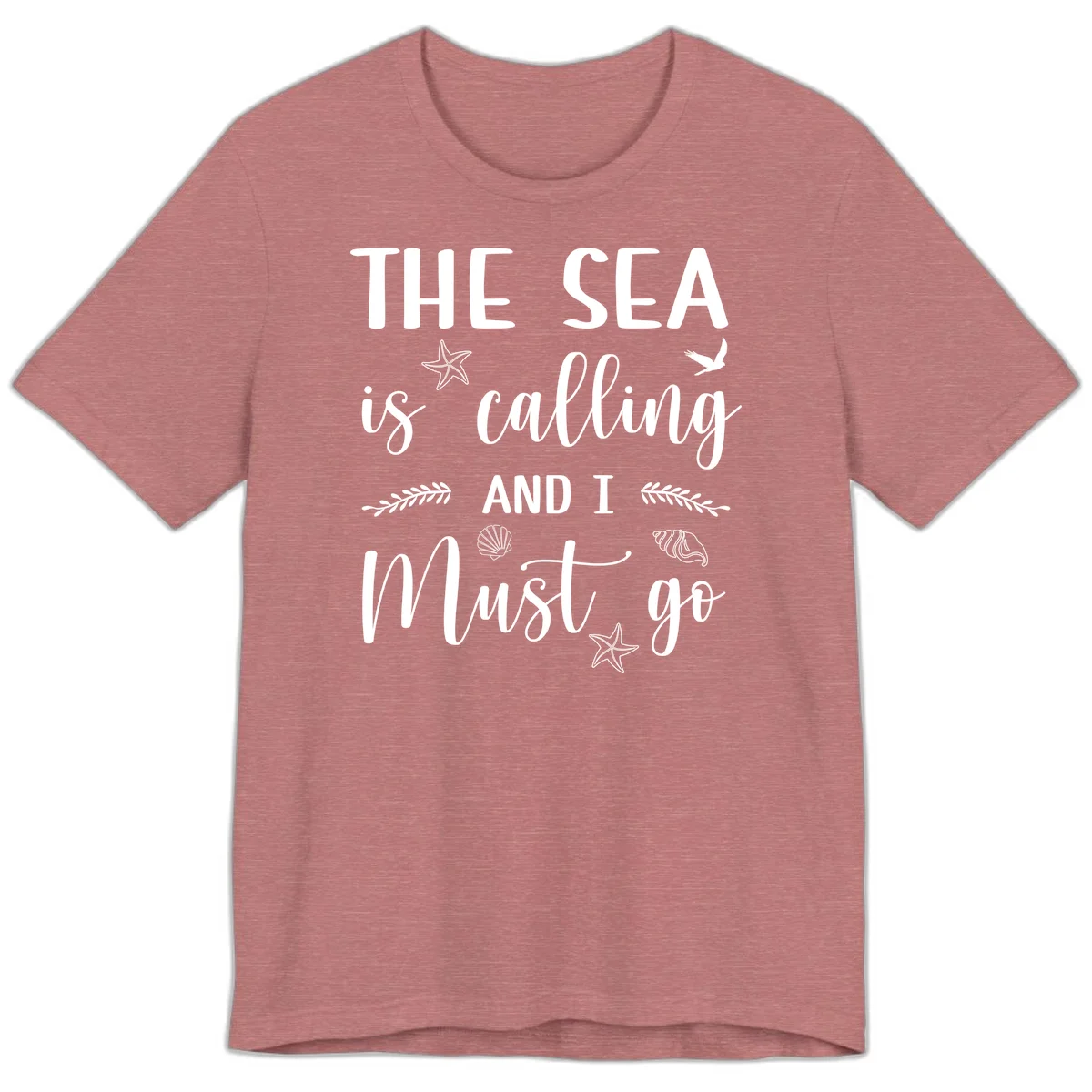 The Sea Is Calling Premium T-Shirt in Heather Mauve