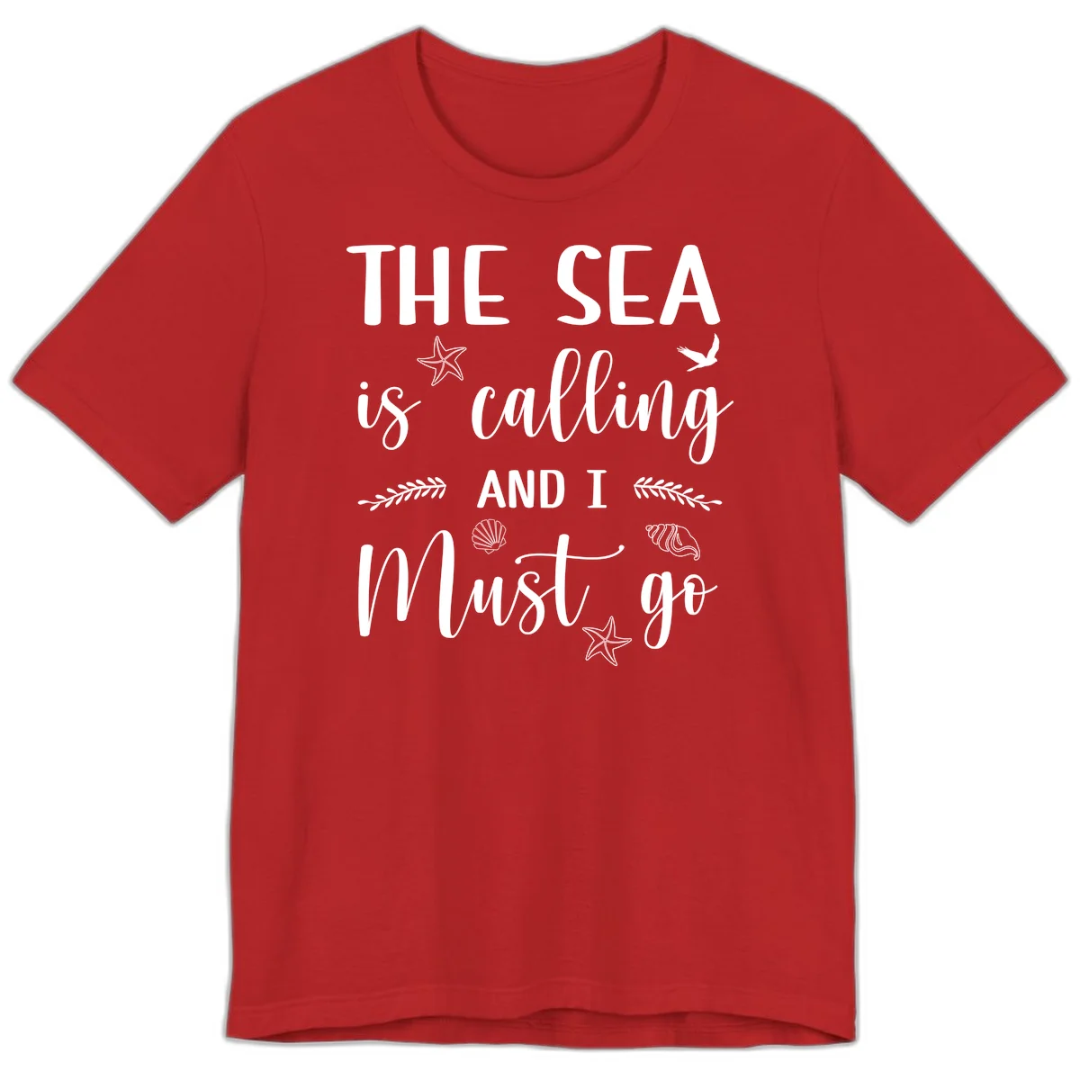 The Sea Is Calling Premium T-Shirt in Red