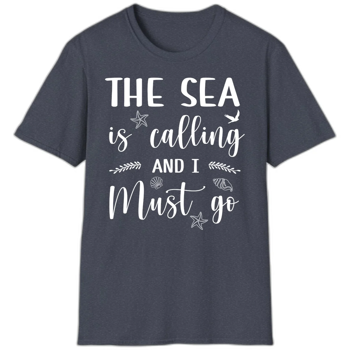 The Sea Is Calling T-Shirt in Heather Navy