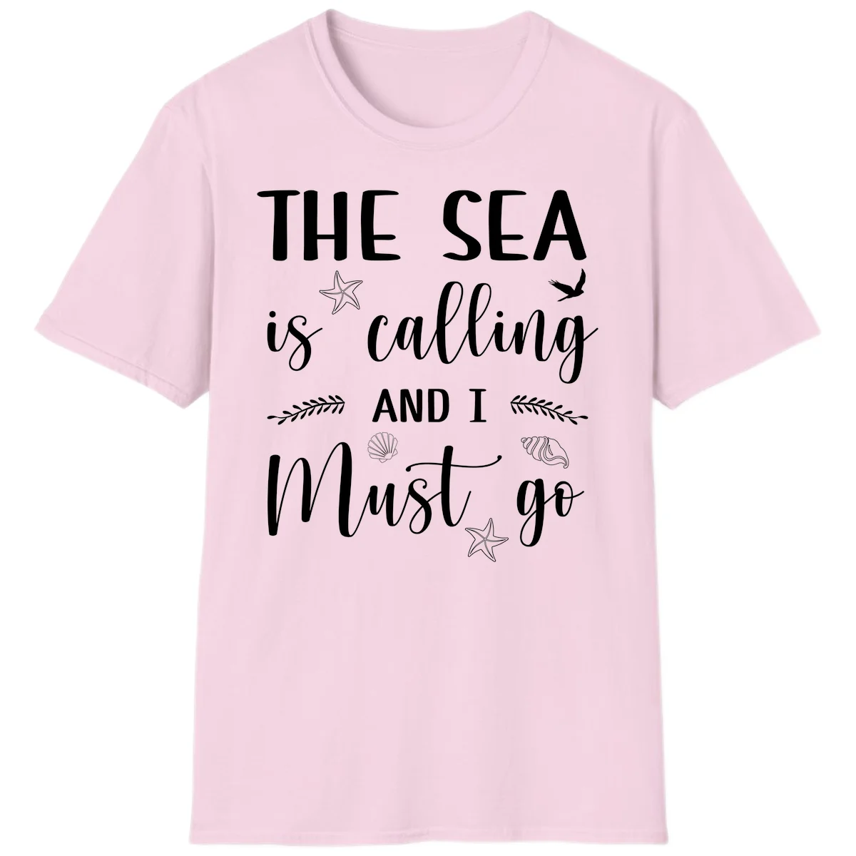 The Sea Is Calling T-Shirt in Light Pink