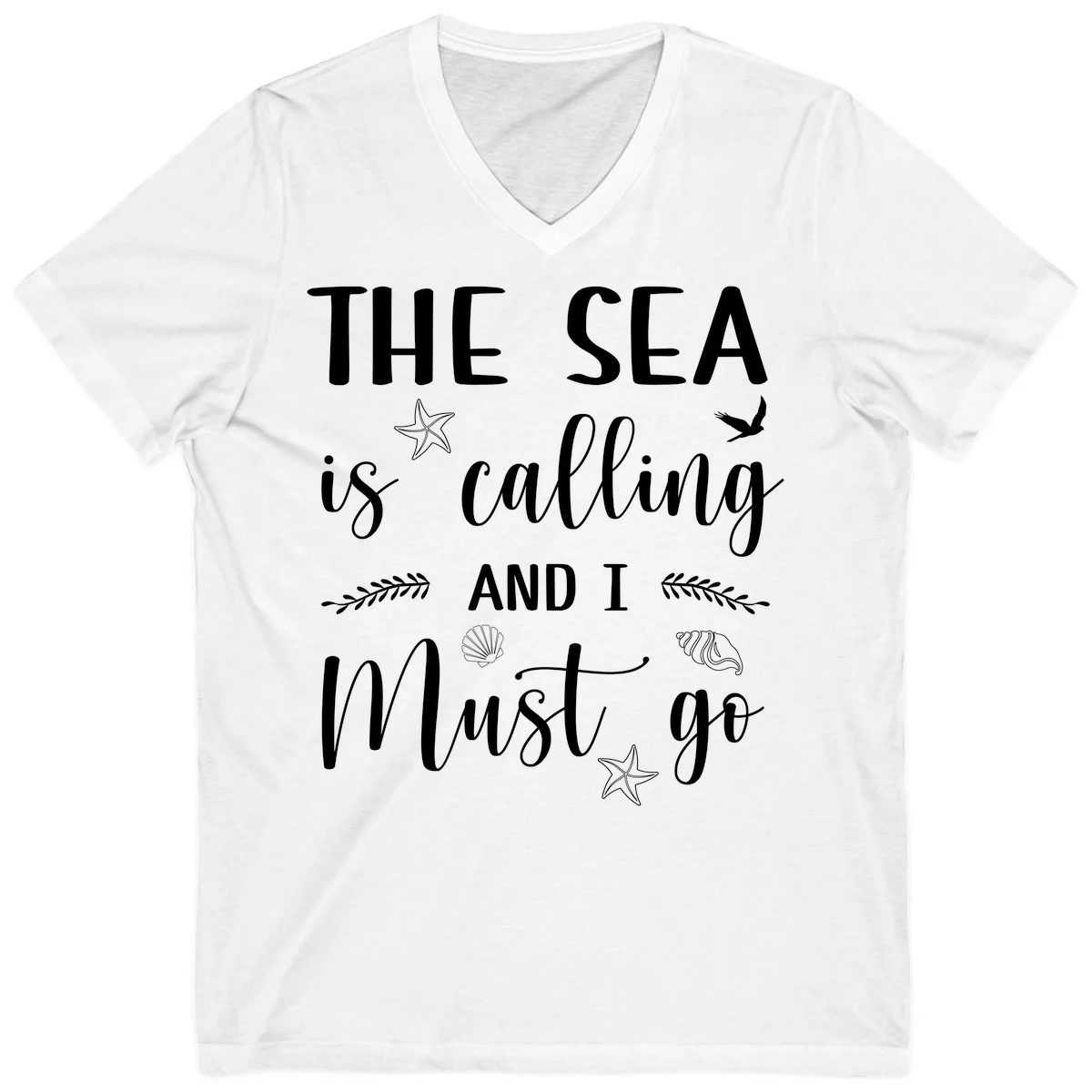 The Sea Is Calling V-Neck in White