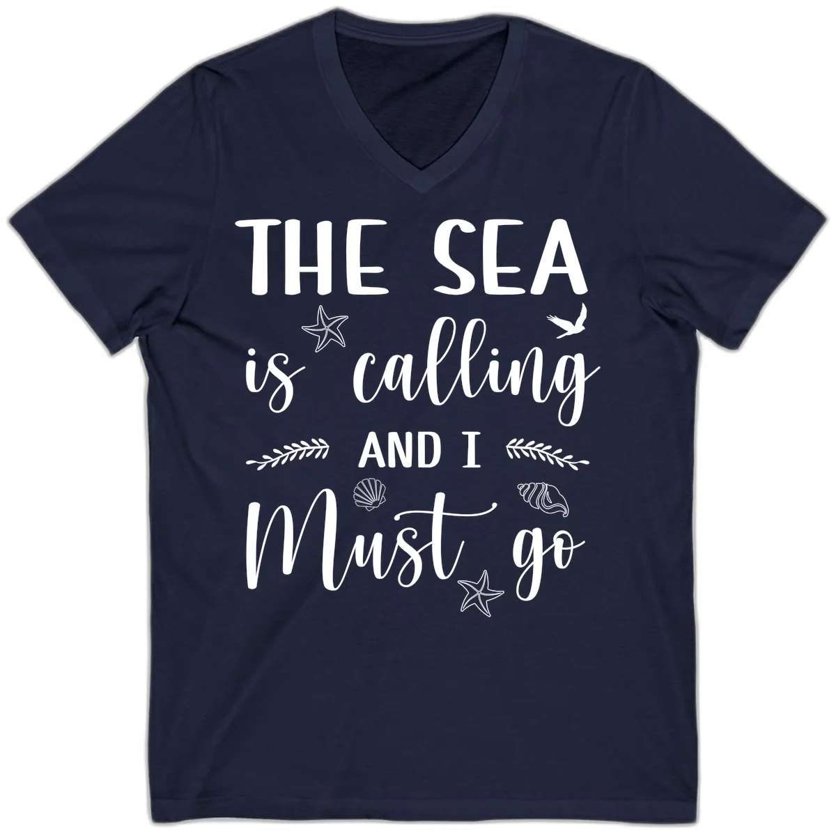 The Sea Is Calling V-Neck in Navy