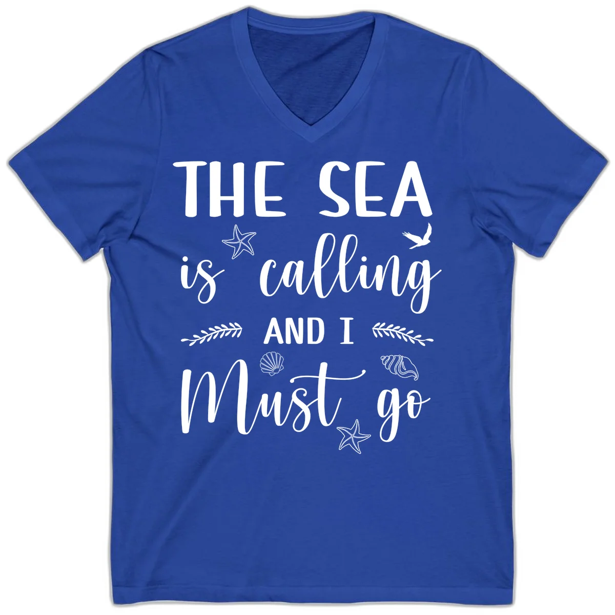 The Sea Is Calling V-Neck in True Royal