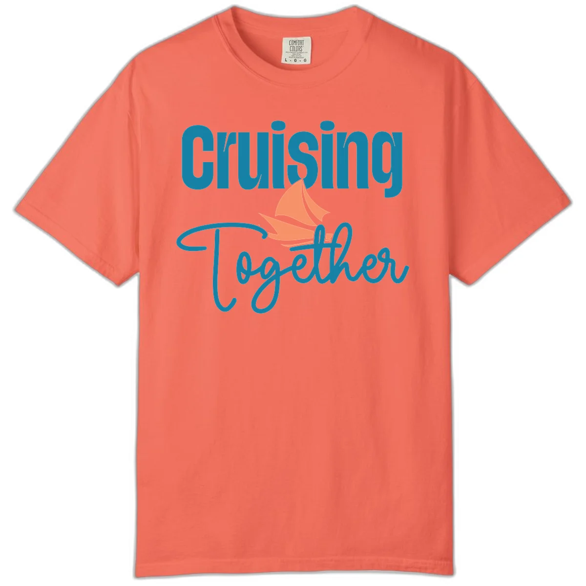 Cruising Together Sailboat Comfort Color in Bright Salmon