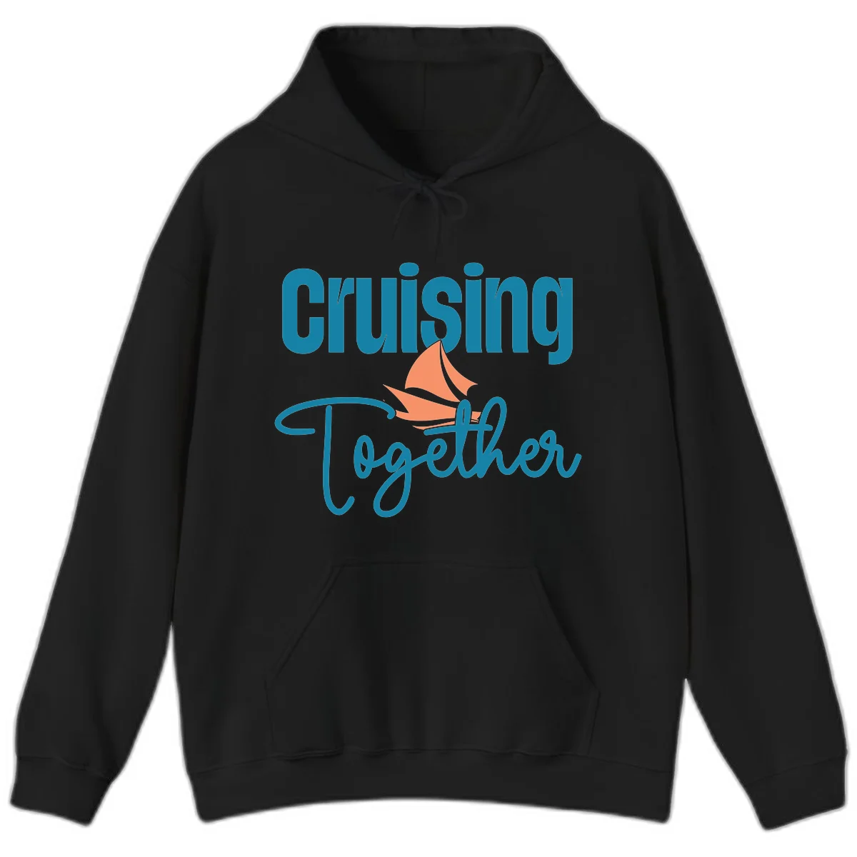 Cruising Together Sailboat Hoodie in Black