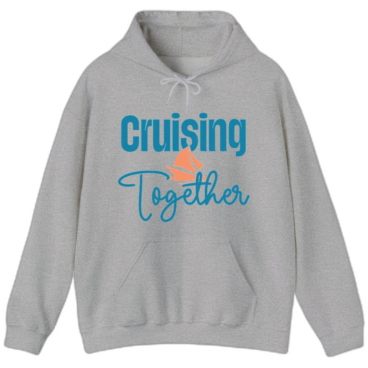 Cruising Together Sailboat Hoodie in Sport Grey