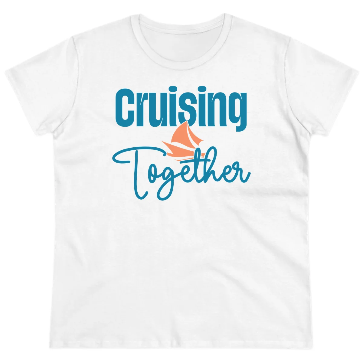 Cruising Together Sailboat Ladies Tee in White