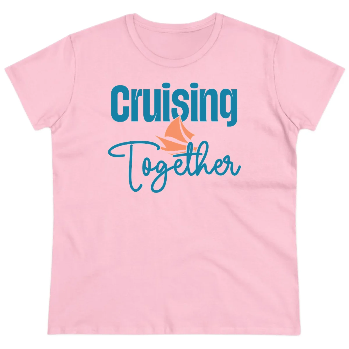 Cruising Together Sailboat Ladies Tee in Light Pink
