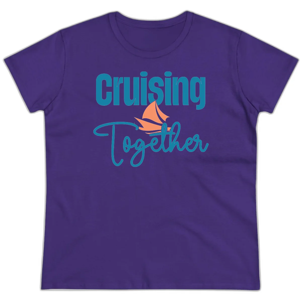 Cruising Together Sailboat Ladies Tee in Purple