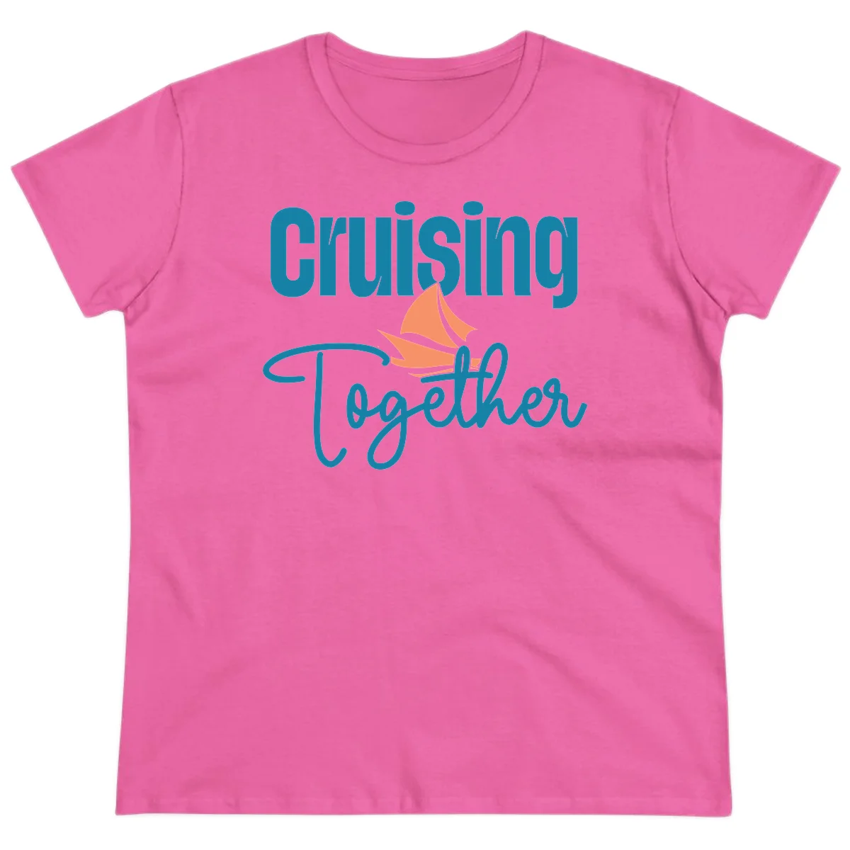 Cruising Together Sailboat Ladies Tee in Azalea