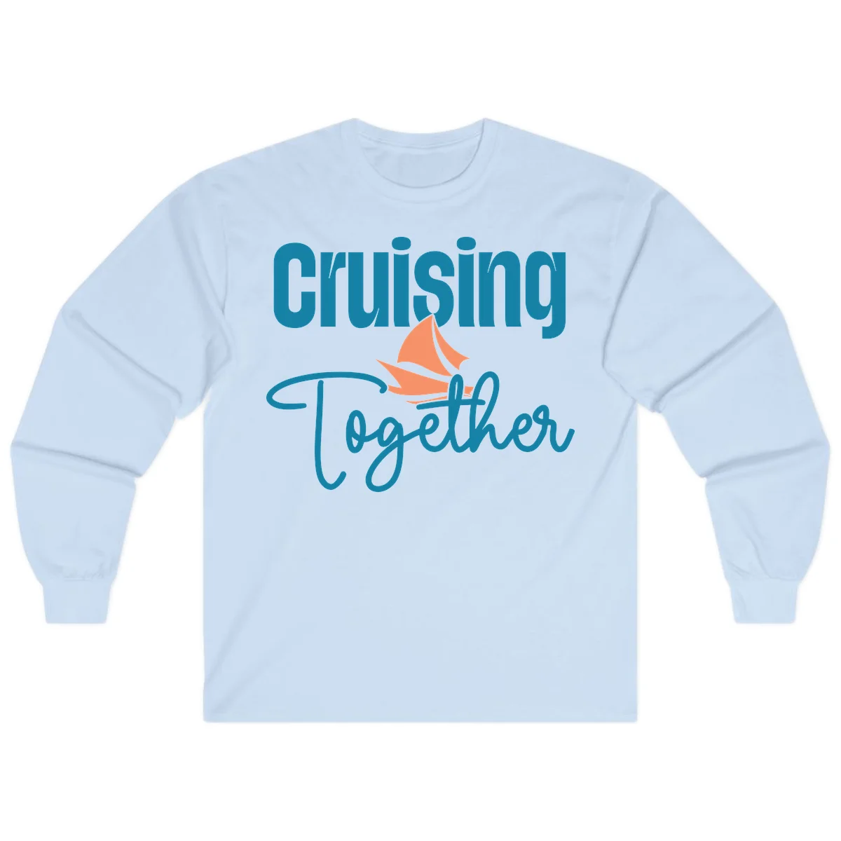 Cruising Together Sailboat Long Sleeve in Light Blue