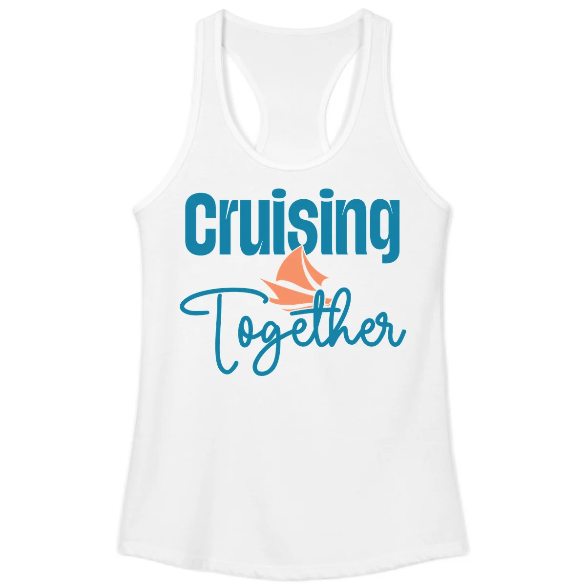 Cruising Together Sailboat Ladies Tank in White