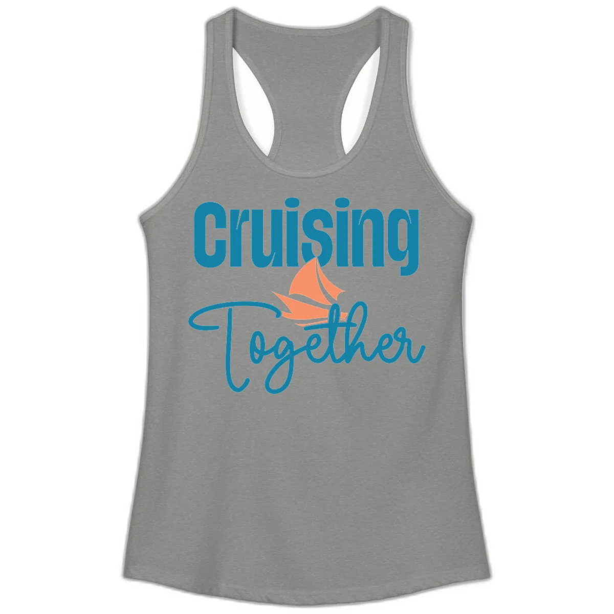 Cruising Together Sailboat Ladies Tank in Heather Grey