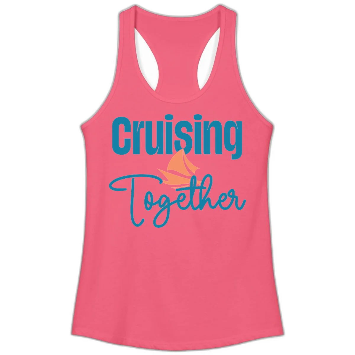 Cruising Together Sailboat Ladies Tank in Hot Pink
