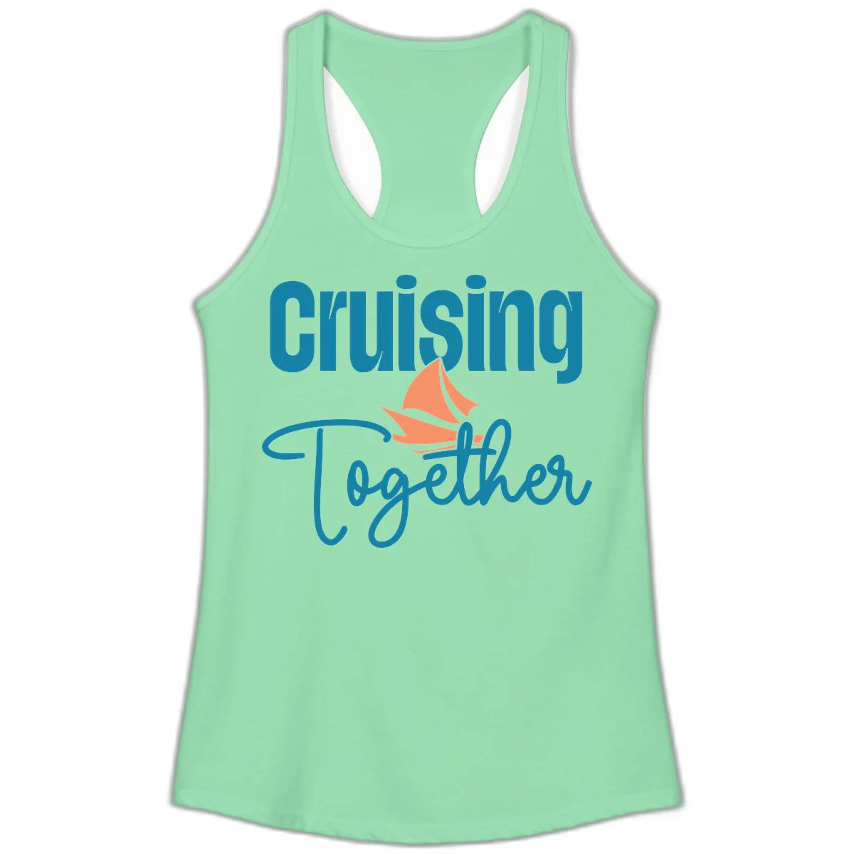 Cruising Together Sailboat Ladies Tank in Solid Mint