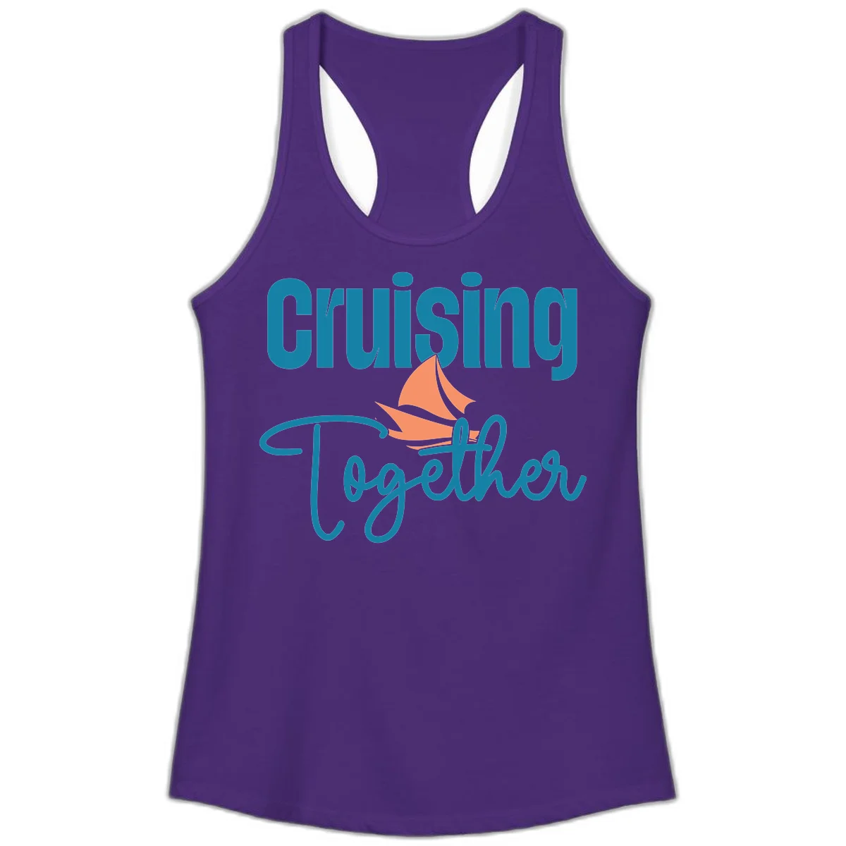 Cruising Together Sailboat Ladies Tank in Solid Purple Rush