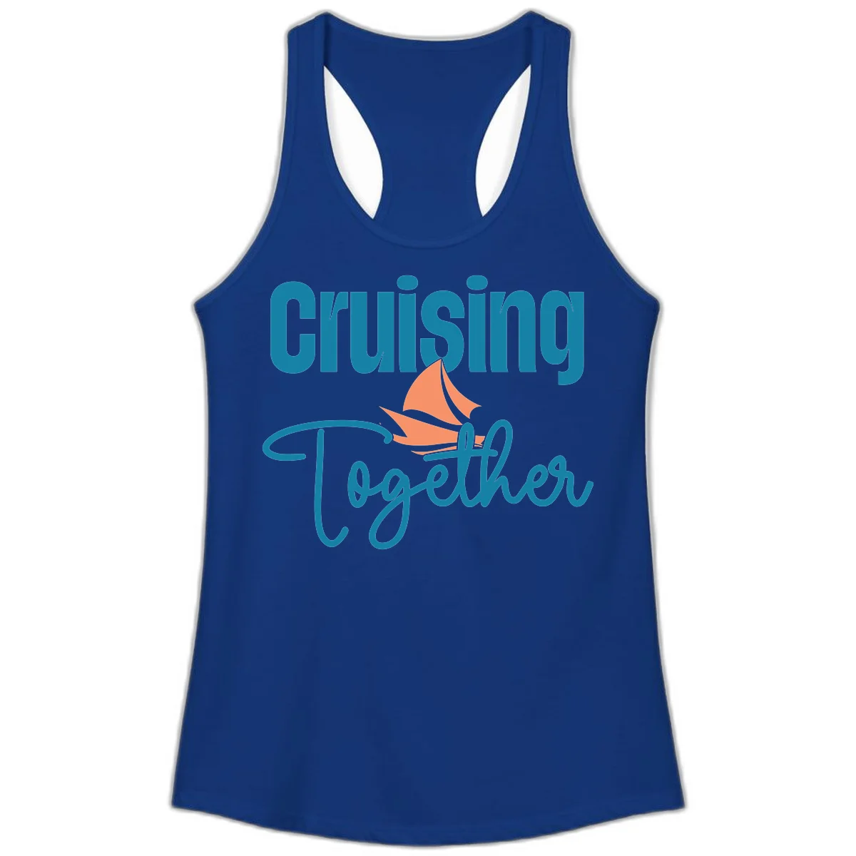 Cruising Together Sailboat Ladies Tank in Solid Royal
