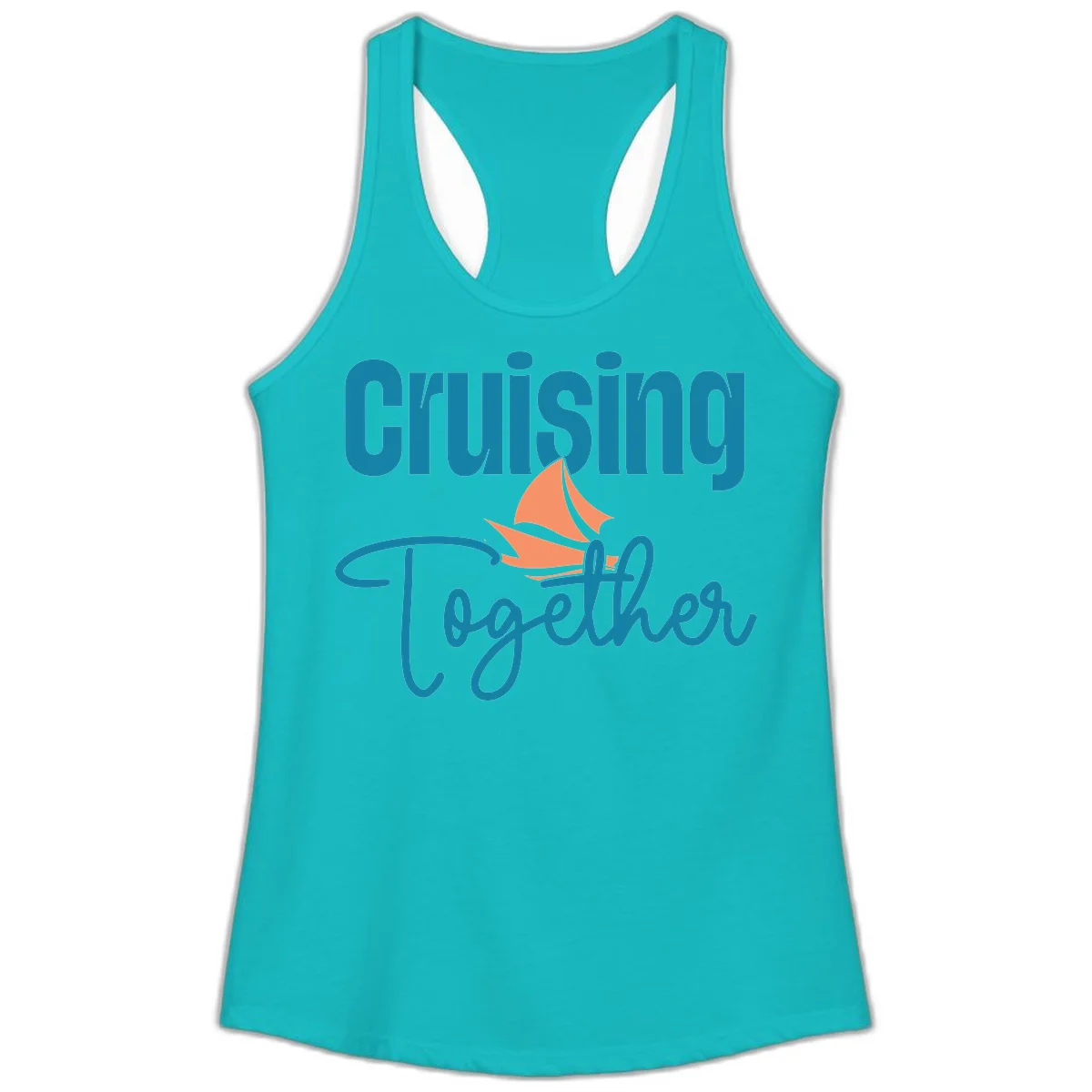 Cruising Together Sailboat Ladies Tank in Tahiti Blue