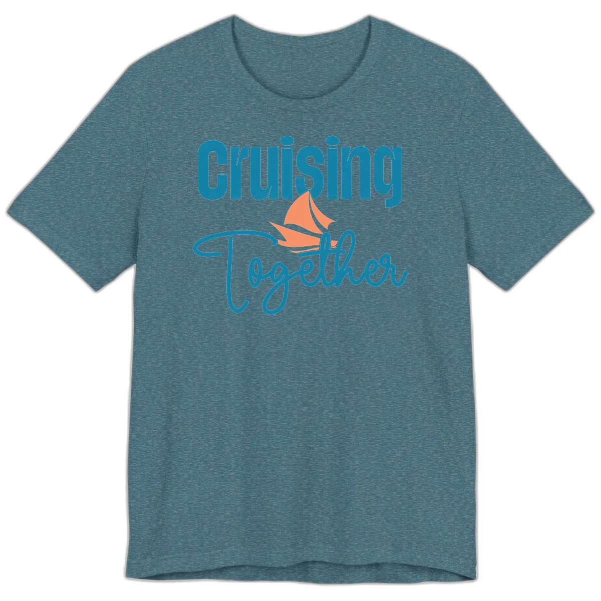 Cruising Together Sailboat Premium T-Shirt in Heather Deep Teal