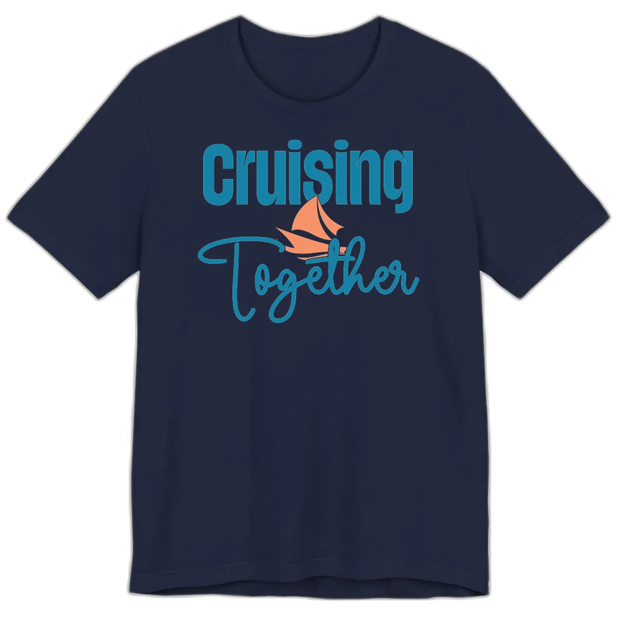 Cruising Together Sailboat Premium T-Shirt in Navy