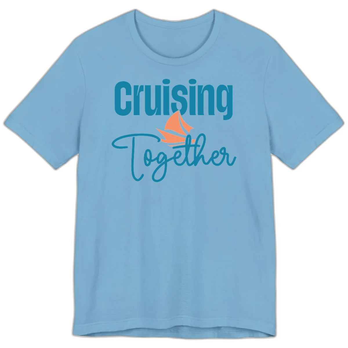 Cruising Together Sailboat Premium T-Shirt in Ocean Blue