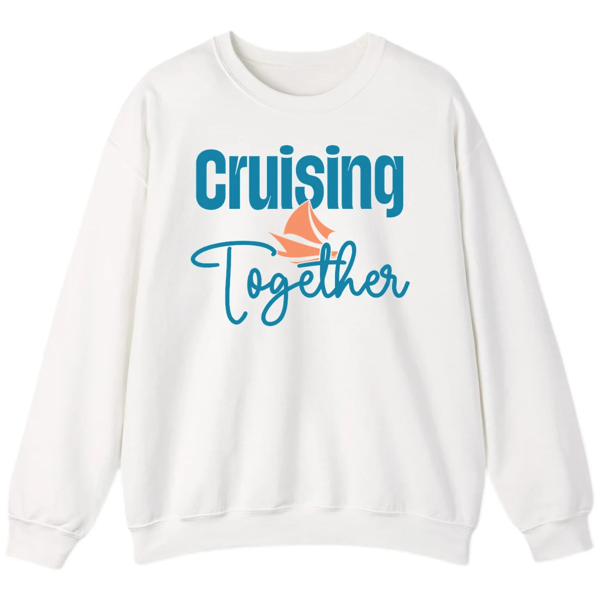 Cruising Together Sailboat Sweatshirt in White