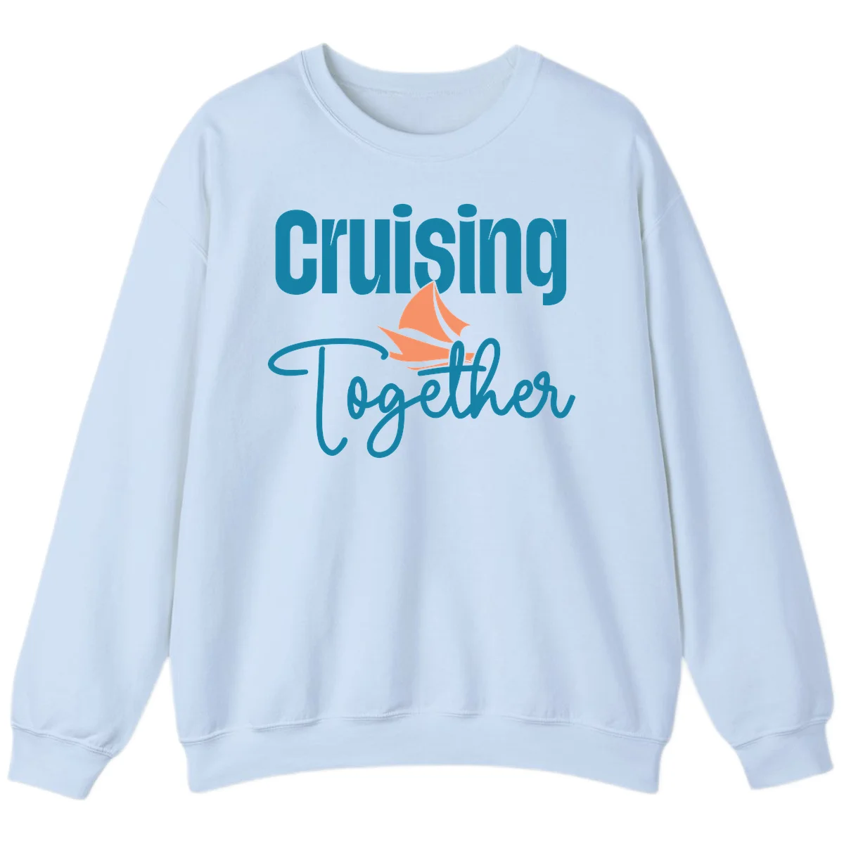 Cruising Together Sailboat Sweatshirt in Light Blue