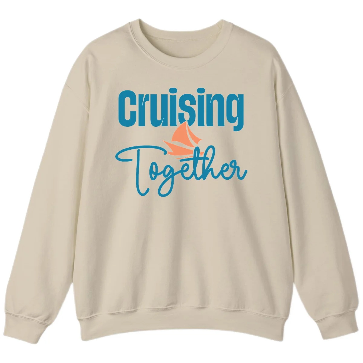 Cruising Together Sailboat Sweatshirt in Sand