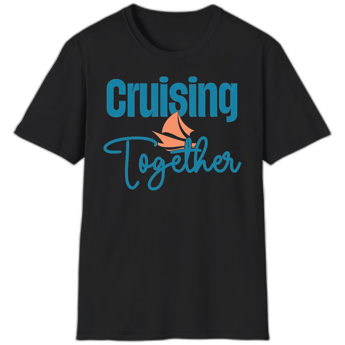 Cruising Together Sailboat T-Shirt in Black