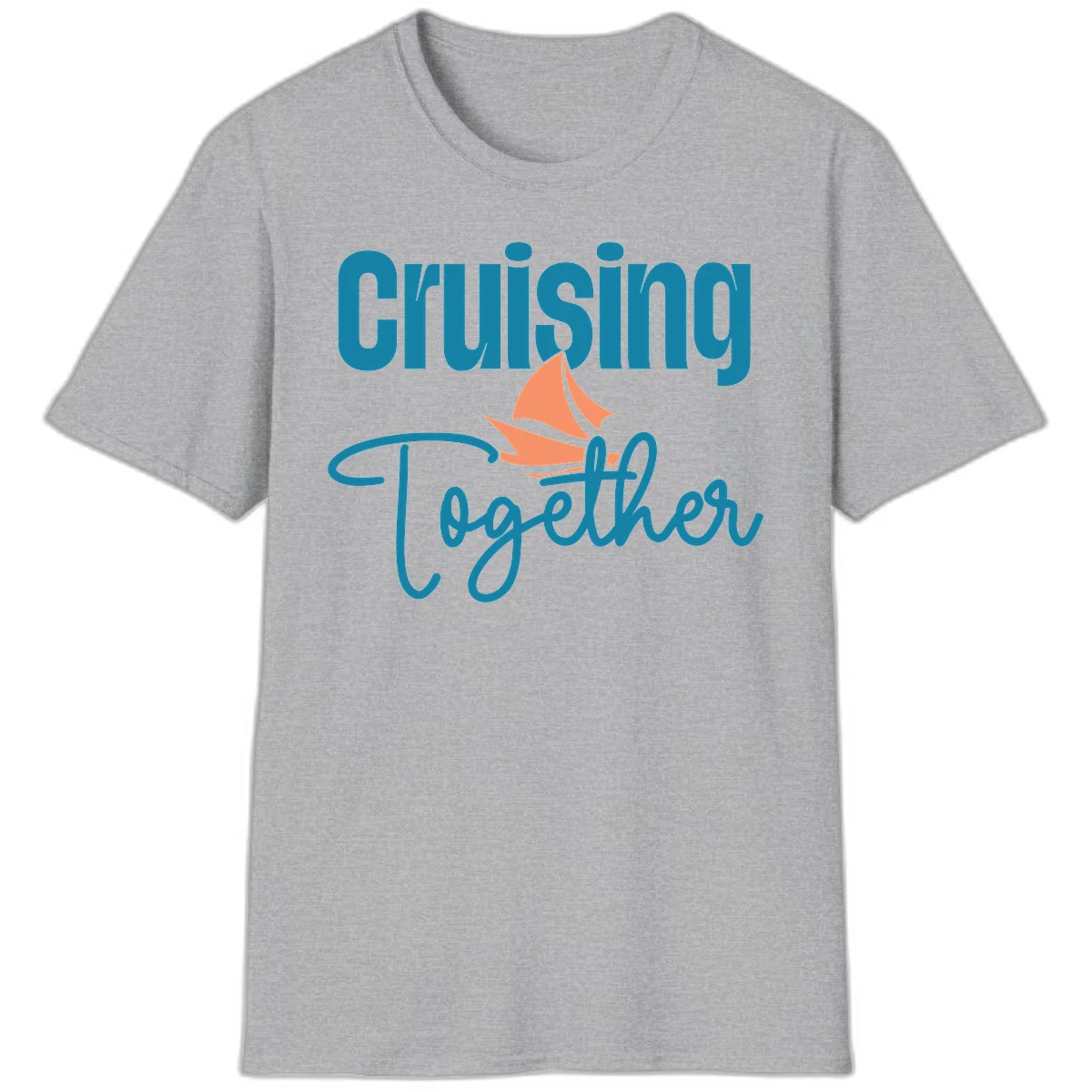 Cruising Together Sailboat T-Shirt in Sport Grey